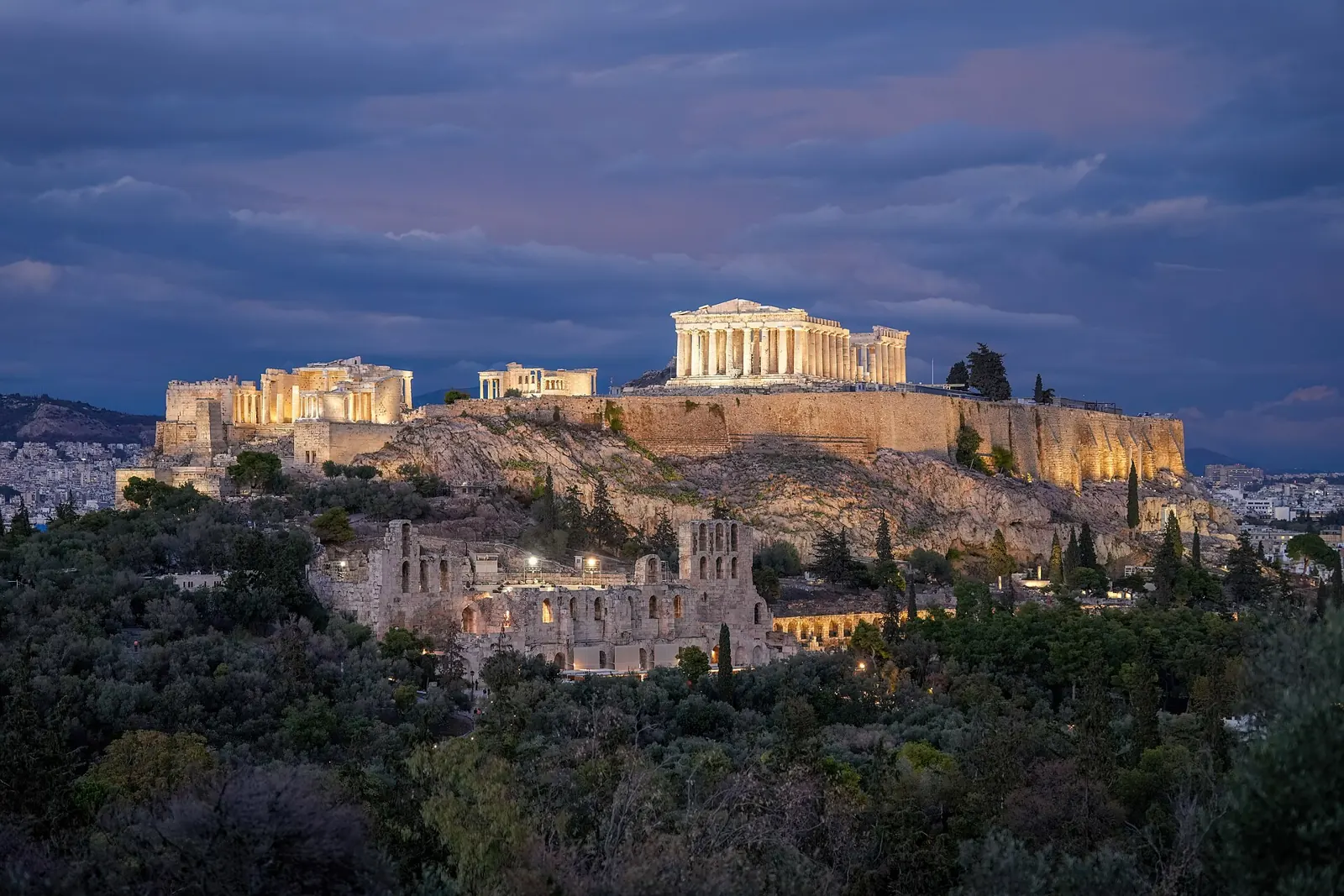 Vue lumineuse de Athènes