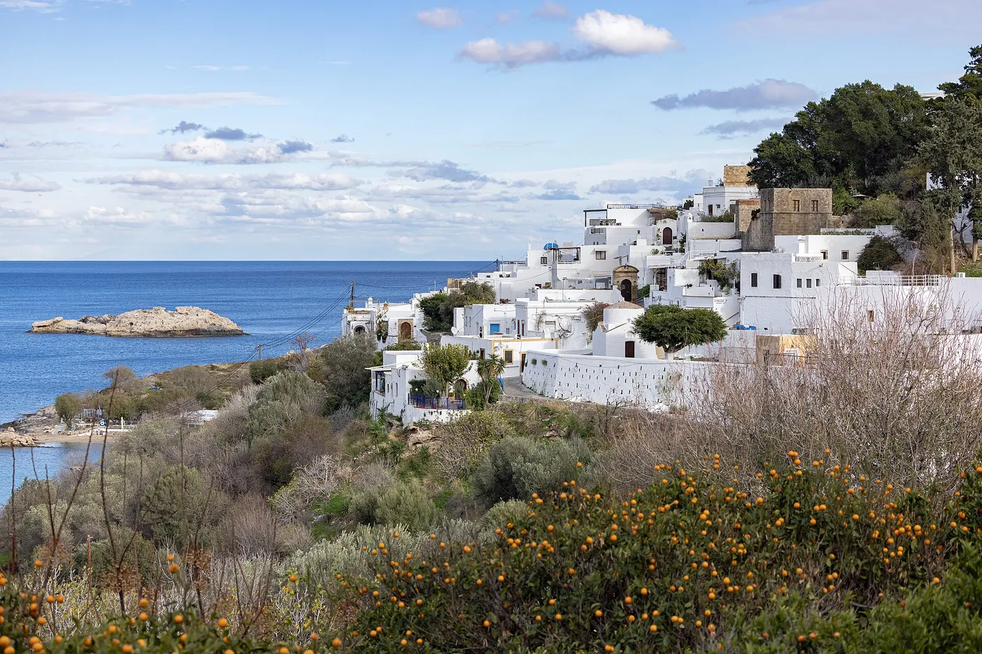 Vue lumineuse de Rhodes